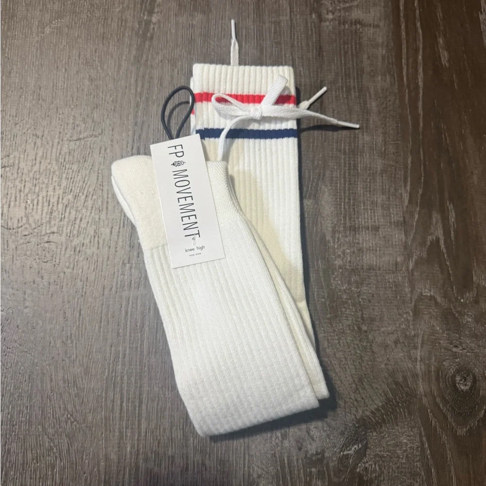 NWT Free People Movement Foul Shot Knee High Socks in White